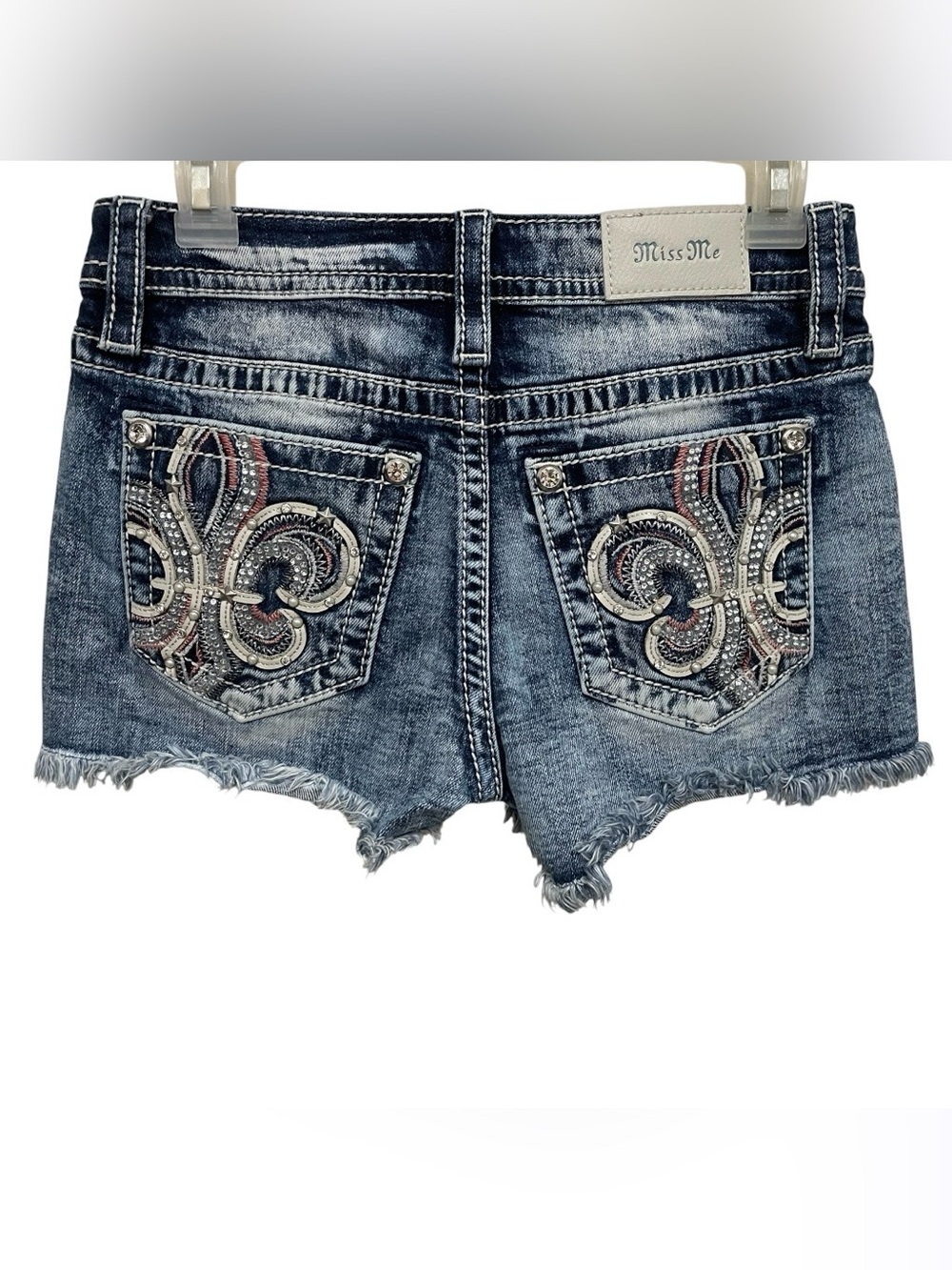 Miss me embellished mid rise cut off shorts